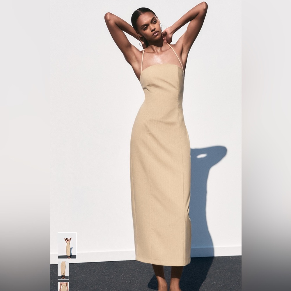 Zara Pinestripe Midi Dress Size M